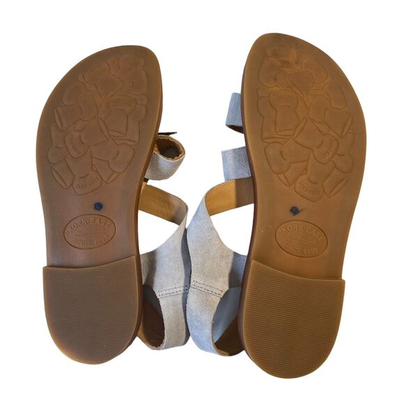 Kork Ease Nogales Grey Full Grain Leather Ankle Strap Flat Sandals Size 39 US 8 - Picture 10 of 10